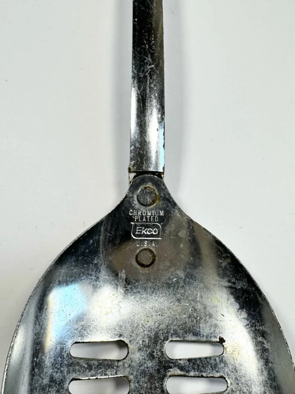EKCO Chromium Plated Utensil Set Of Two Fork &‎ Slotted Spoon Orange Handles